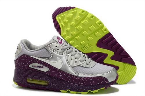 Nike Air Max 90 Womenss Shoes New Special Silver White Wine Red Spot Sale
